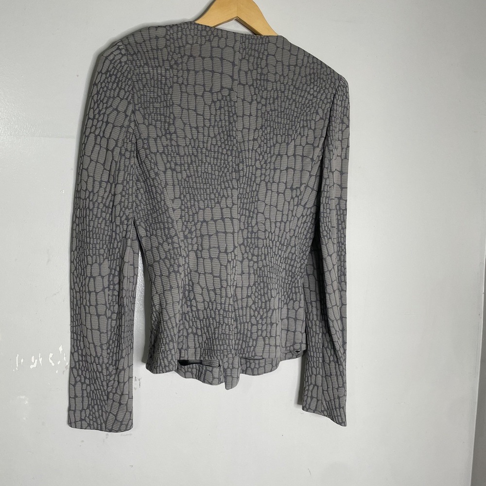 ARMANI COLLEZIONI Gray Textured Belted Blazer Jacket Women's Size 8 - Picture 3 of 8